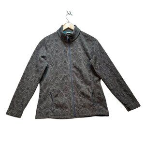 Woolrich Womens Fleece Jacket Size M Slate Gray Geo Full Zip Mock Neck Outdoors
